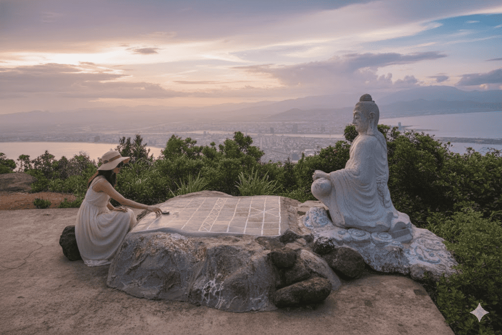 Ban Co Peak, featuring the fairy chess statue, is a popular destination with breathtaking views of Da Nang from the top